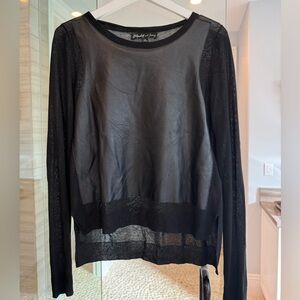 Elisabeth and James black leather sweater